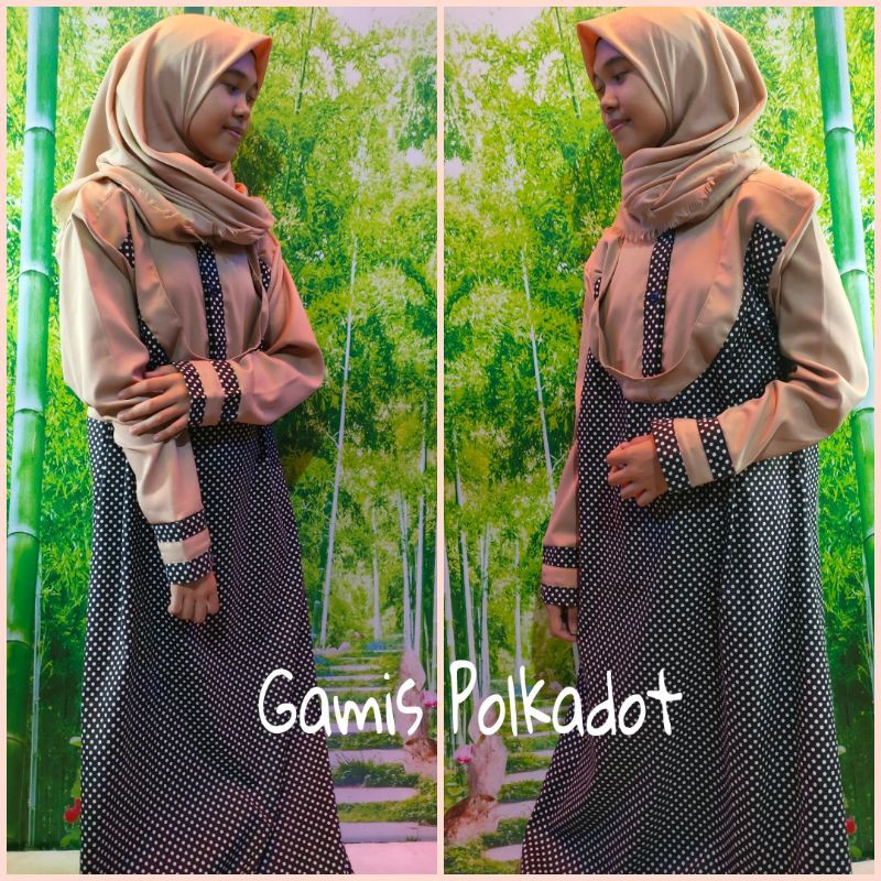 Gamis Polkadot/Gamis Syar'i/Gamis Muslimah/Gamis Simple