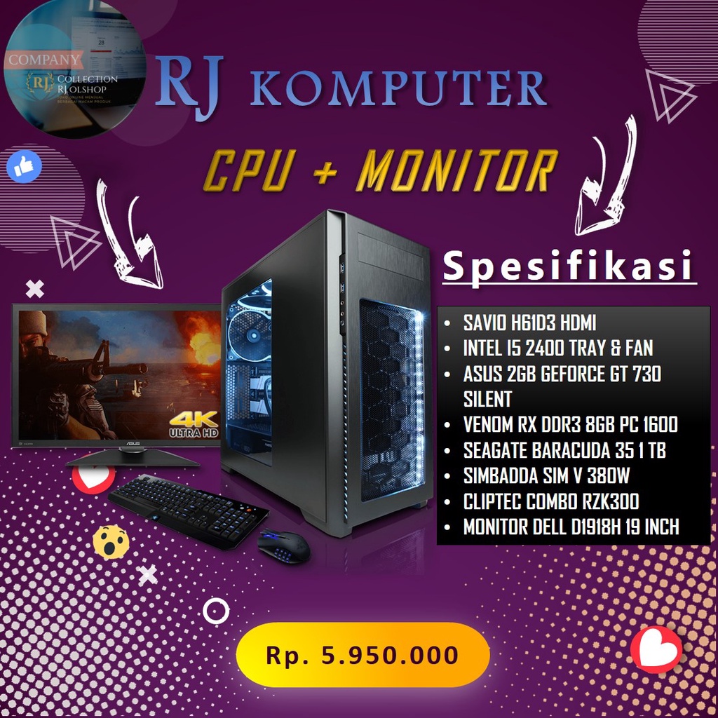PC INTEL CORE I5 FULL SET-LED MONITOR 19"