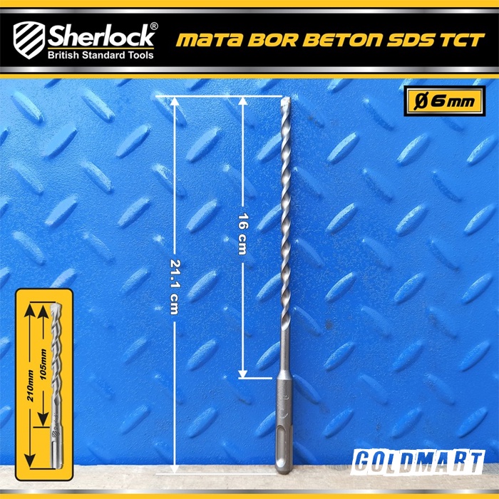 Mata Bor Beton SDS TCT 6 mm Original Sherlock Panjang 210 mm