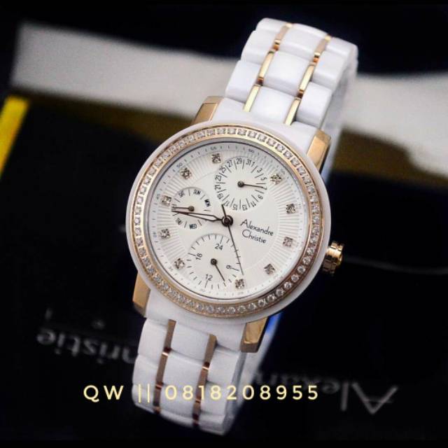 Jam Tangan Wanita Alexandre Christie AC 2360 White RoseGold Garansi Resmi Original