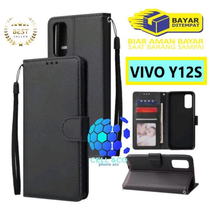 Flip cover VIVO Y12S Flip case buka tutup kesing hp casing flip case leather wallet