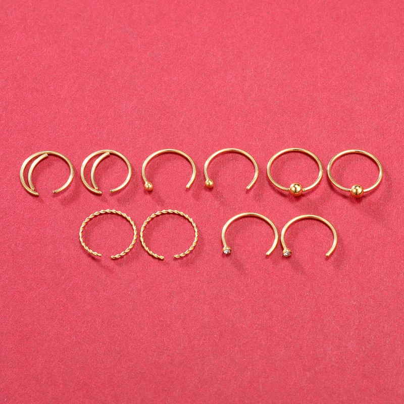 44pcs / Lot Anting Tindik Hidung Bahan Stainless Steel Desain Hati / Bulan / Bintang / Zircon 20g