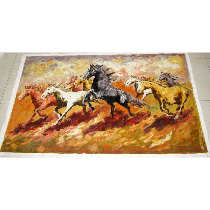 Lukisan Feng Shui 8 Kuda Sedang Berlari Pembawa Kerberhasilan Shopee Indonesia