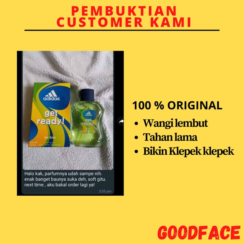 PARFUM PRIA ORIGINAL TAHAN LAMA ADIDAS MAN GET READY PARFUM 100ML ORIGINAL 100% IMPORT