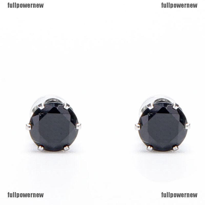 【COD】FLID 1 Pasang Anting Magnet Kristal Warna Hitam untuk Unisex