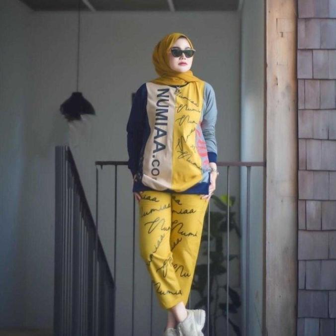 SETELAN BAJU OLAHRAGA SETELAN TRAINING WANITA SET NUMIA