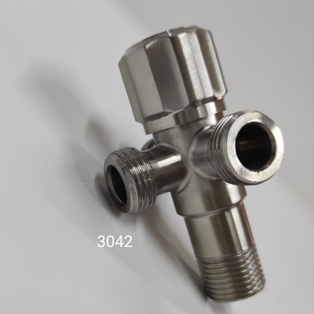 Stop Kran T Cabang 3 Stainless 304 2 - Keran air Shower Tee kloset valve Y44