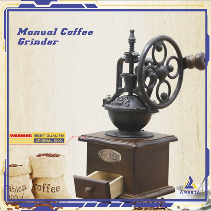 Alat Penggiling Kopi Manual Grinder Vintage - Black