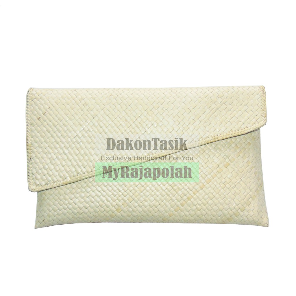 CLUTCH DOMPET MIRING POLOS ANYAMAN PANDAN SIZE L