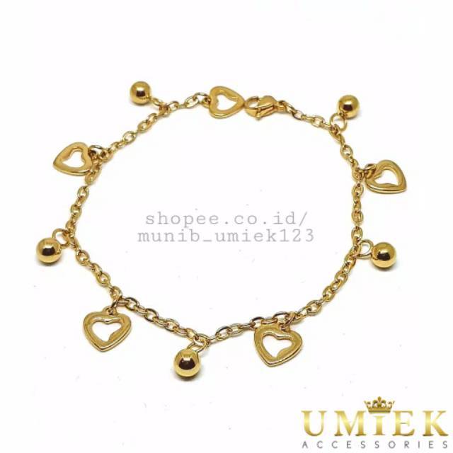 Gelang Tangan dan kaki titanium emas love gelang cewek gelang wanita aksesoris cewek fashion wanita