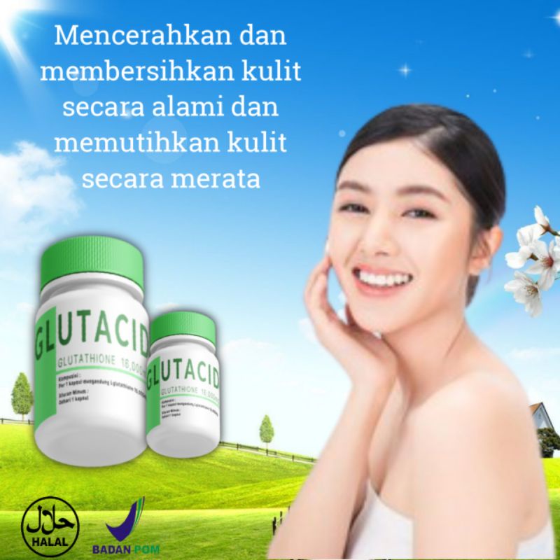 GLUTACID 16000 MG ISI 30 KAPSULE | PEMUTIH ORI | PEMUTIH SELURUH TUBUH