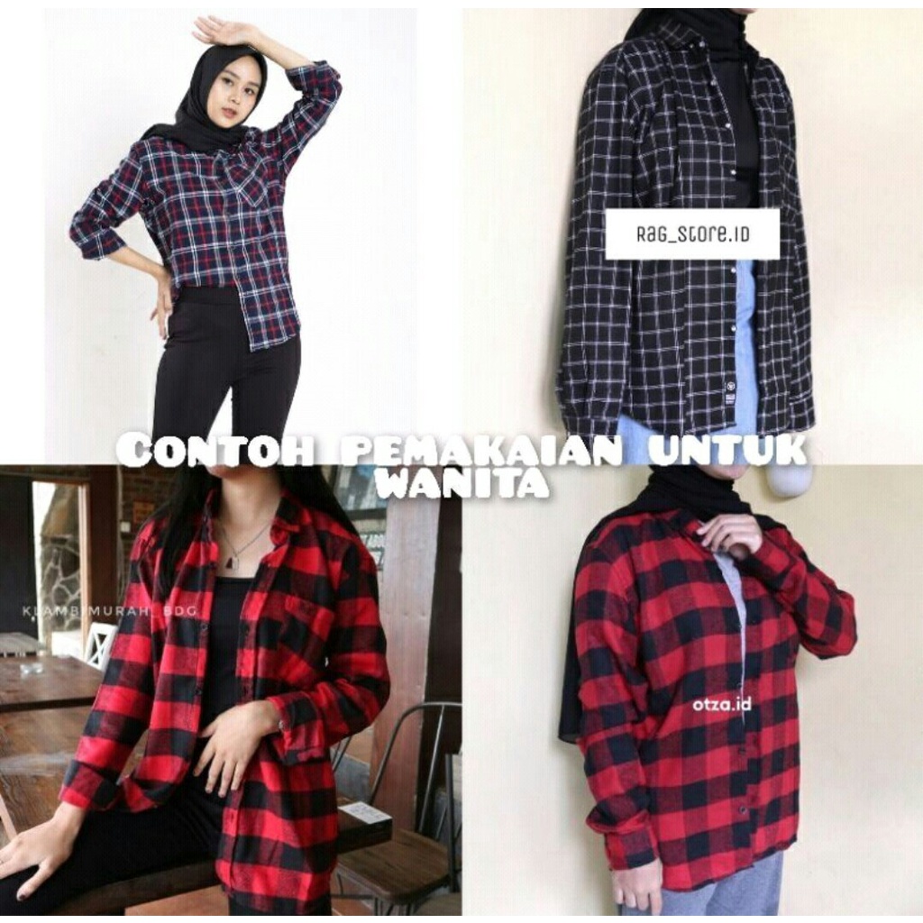 Kemeja Flanel Pria kualitas Premium Lengan Panjang Unisex Exklusif {murah} kemeja flanel wanita-3