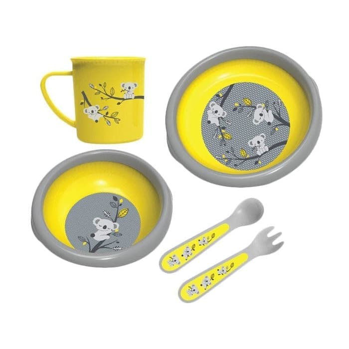 Baby Safe Mealtime Collection Baby Feeding Set FS500 Alat MPASI Peralatan Makan - Yellow Koala