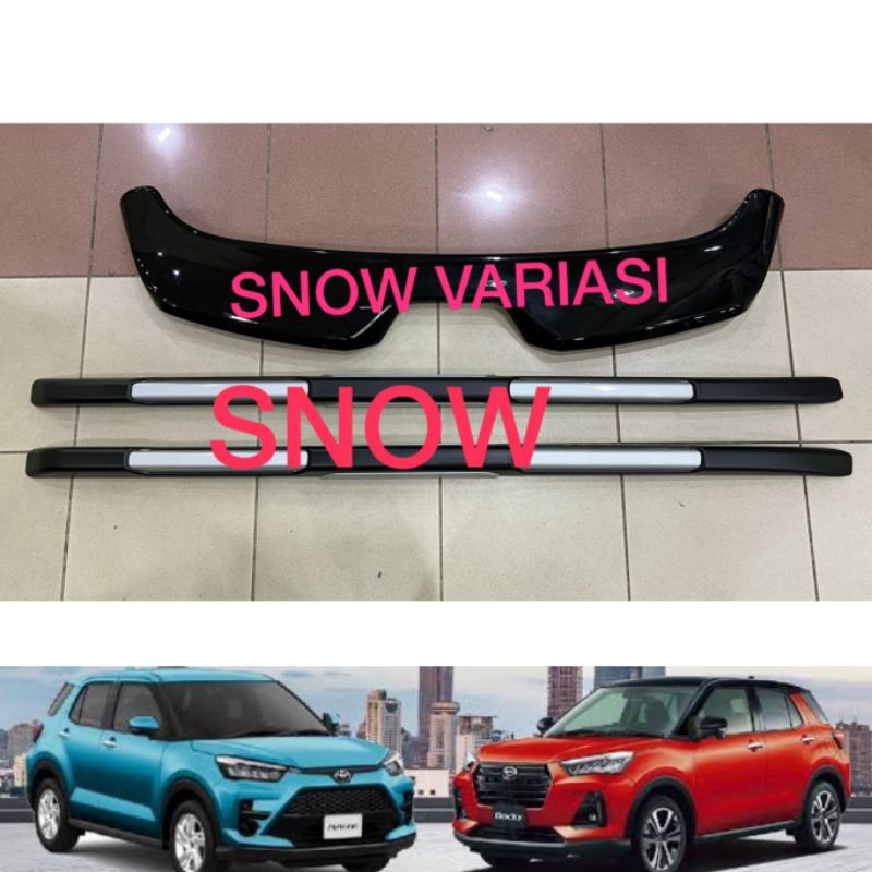 Paket Spoiler Roof Rail Raize Rocky 2021 2022 Up Premium Hitam List Merah Silver