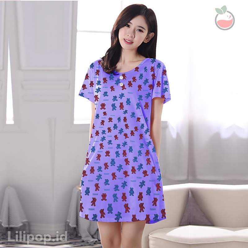 Baju Tidur Daster Wanita Terusan Busui Bumil Kancing 2 Dress Baby doll Lilipop