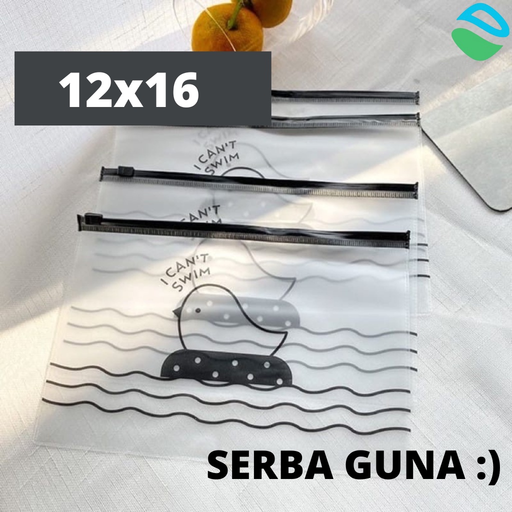 Cepuk Tempat Pensil Pouch Make Up Wanita Kecil Aesthetic Transparan Zipper Lock Burung Lucu Serba Guna