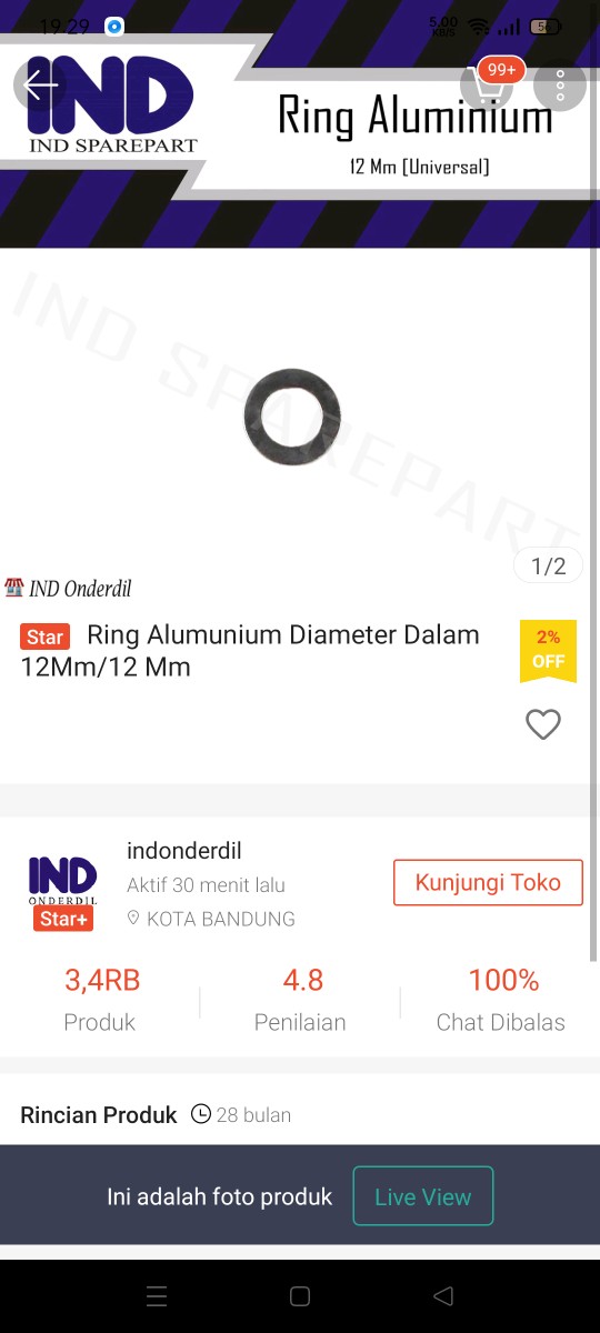 Ring Alumunium Diameter Dalam 12mm/12 Mm