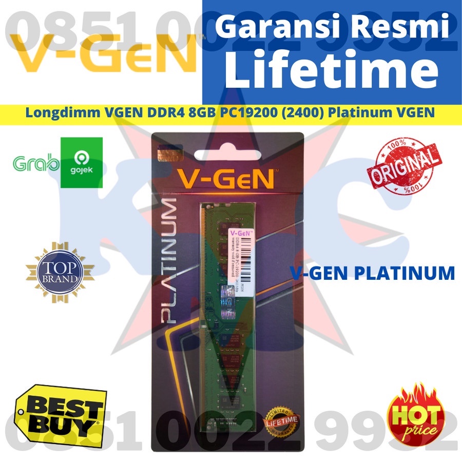 RAM V-GEN DDR4 8GB PC19200 PLATINUM VGEN RAM PC KOMPUTER DESKTOP