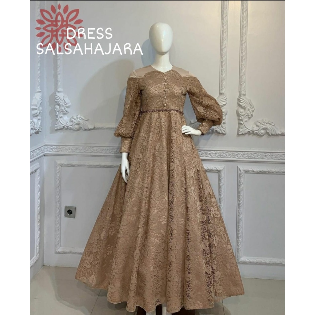 3 UKURAN M L XL DRESS SALSAHARAJA FASHION BUSANA PAKAIAN WANITA BRUKAT ED