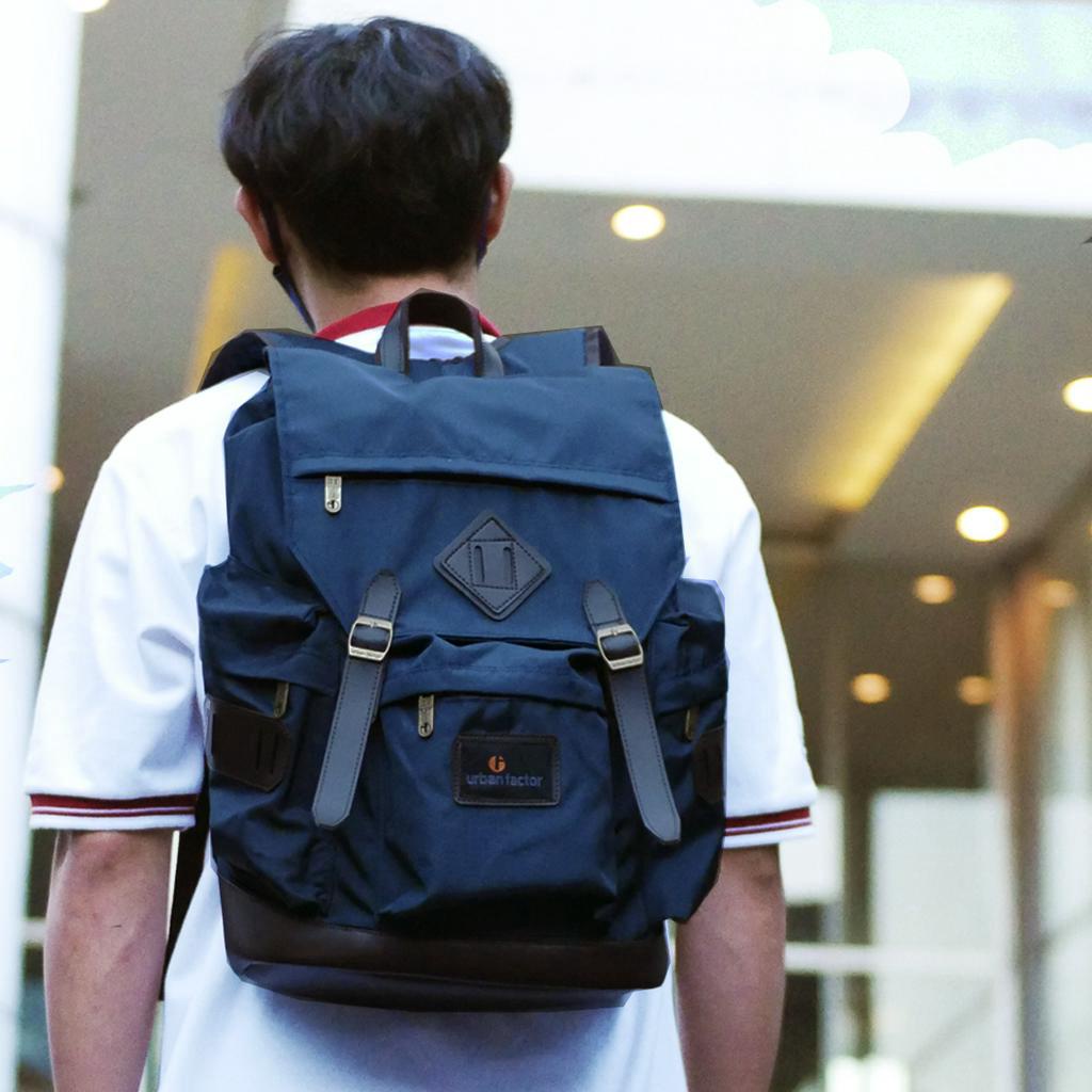 Tas Ransel Pria Wanita Backpack Laptop Gendong Punggung Sekolah Kerja Kuliah Travelling Original Urban Bs Navy