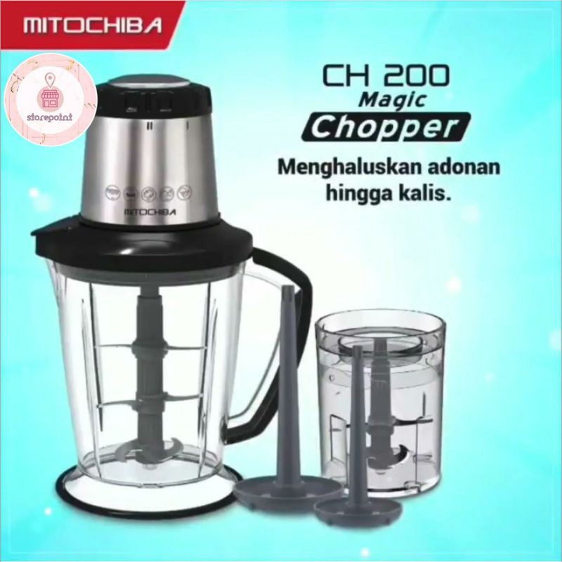 Mitochiba Chopper CH 200 (2Liter/700ml)) elektronik perangkat dapur /blender /juicer /food procesor 
