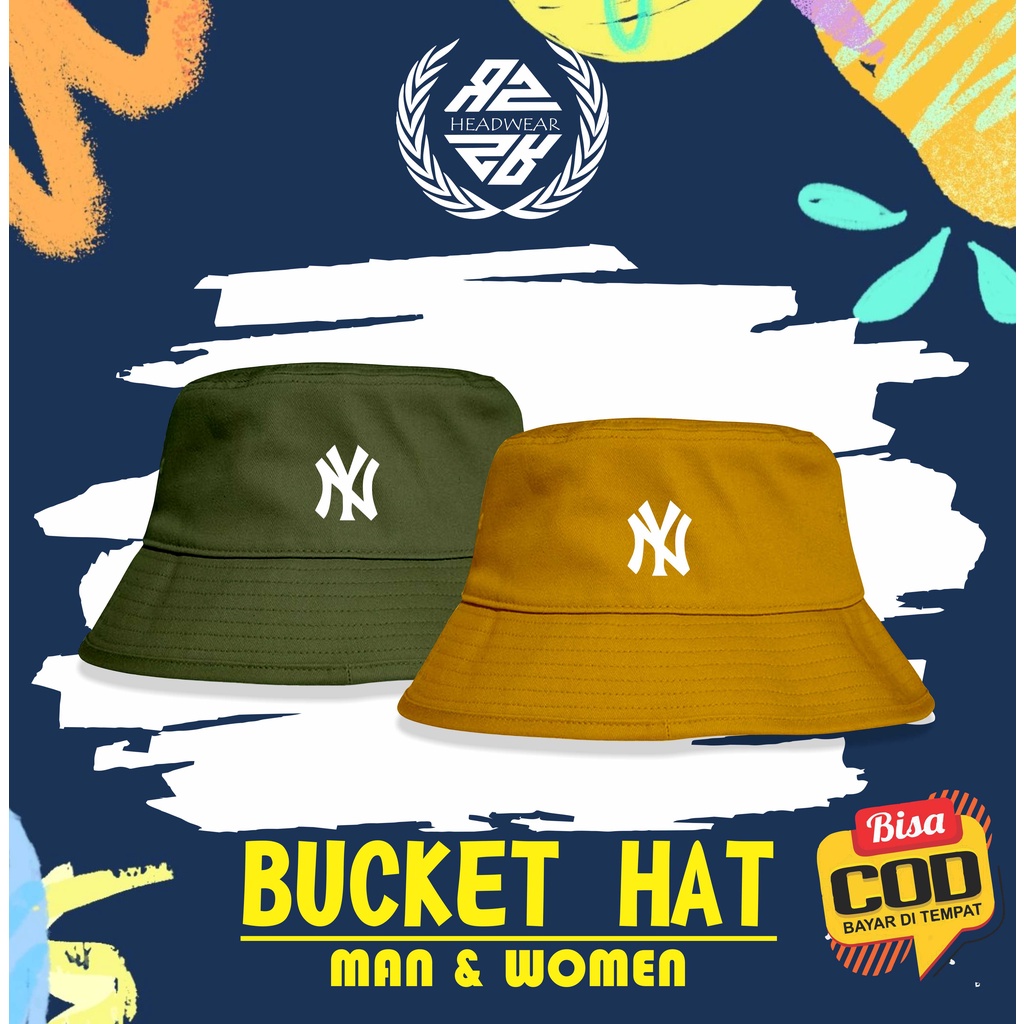 Topi Bucket Wanita Pria Dewasa Bisa Bolak Balik 2 Warna Motif Ny