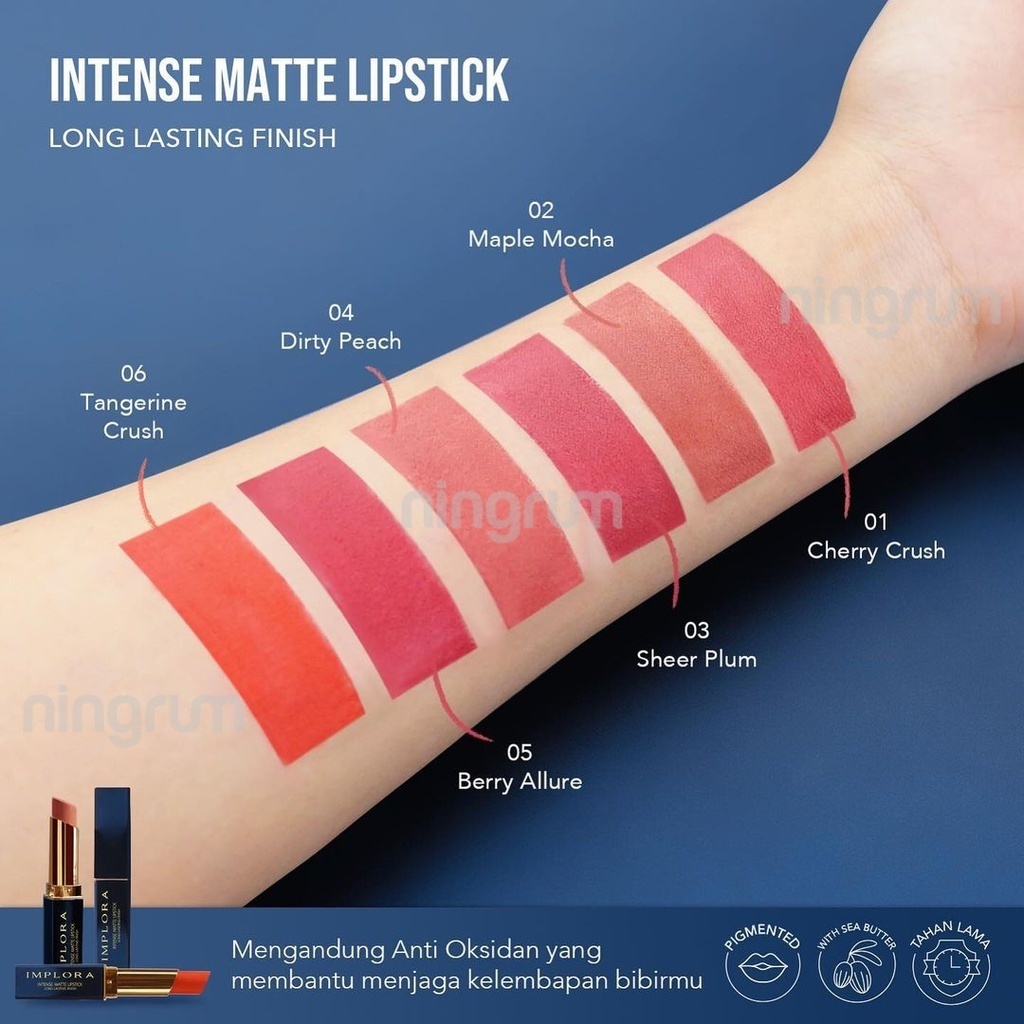 Ningrum - Implora Lipstick Intense Matte - Lipstick Long Lasting Finish Implora Lipstick 100% Original BPOM - 5103