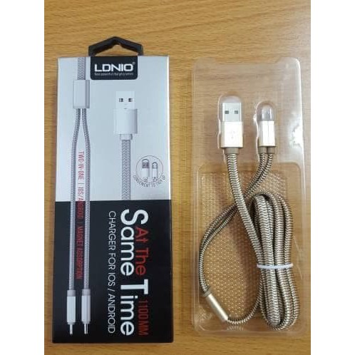 LDNIO Cable USB 2 in 1 Micro &amp; Lightning LC86