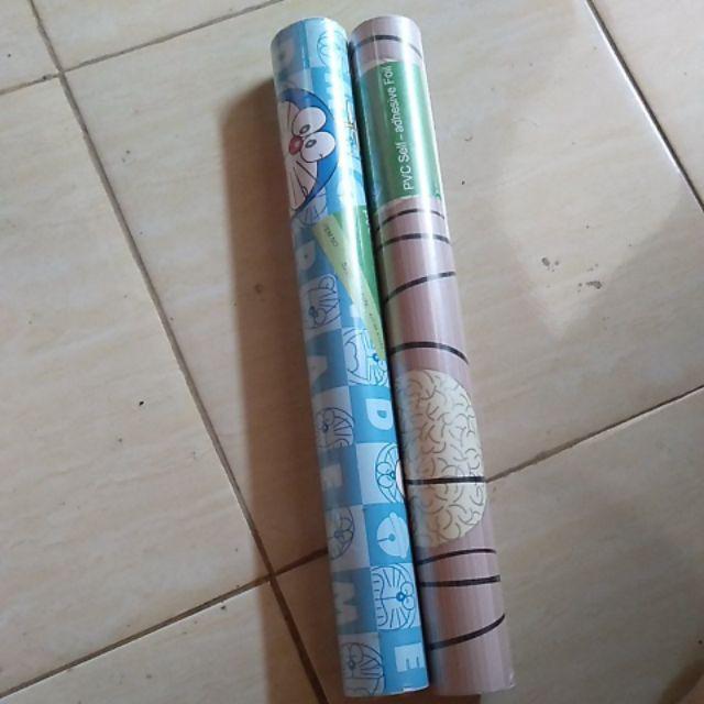 Doraemon Abjad Biru Wallpaper Sticker Dinding Karakter Anak  Ukuran 45 Cm X 10 M