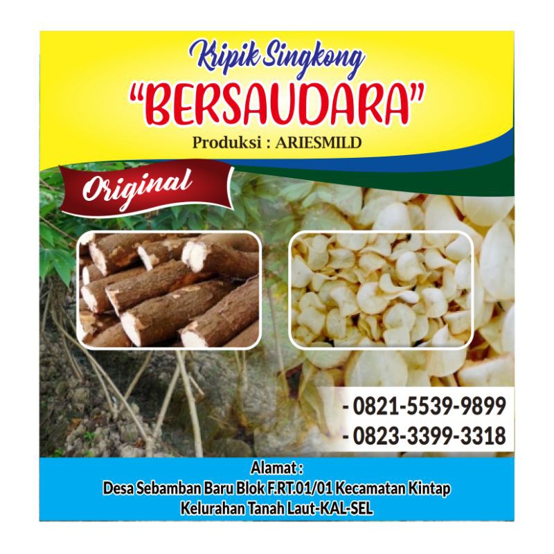 

kripik singkong renyah ada varian rasa pedas setan,pedas manis,balado,original