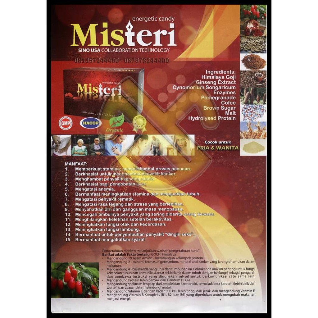 

DISKON Misteri Ginseng & Coffee Energetic Candy (Permen Kopi) Bpom Isi 30Pcs