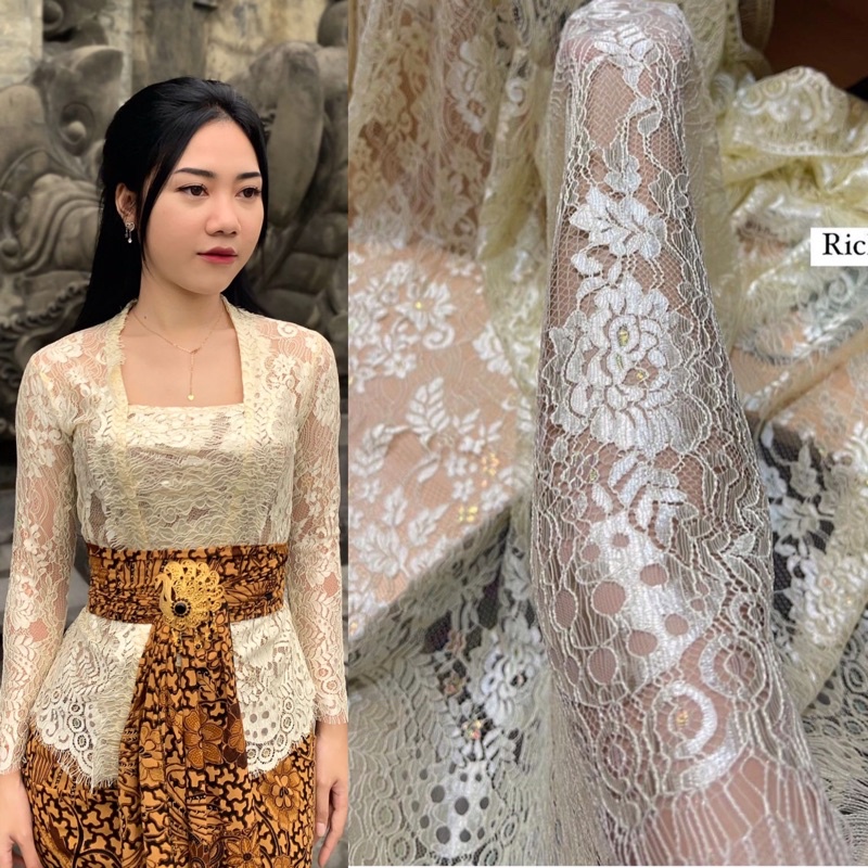 KAIN KEBAYA BALI SEMI PRANCIS PREMIUM UK 2.5 METER 2 BAJU | BAHAN KEBAYA BALI | KAIN BROKAT SEMI PRA