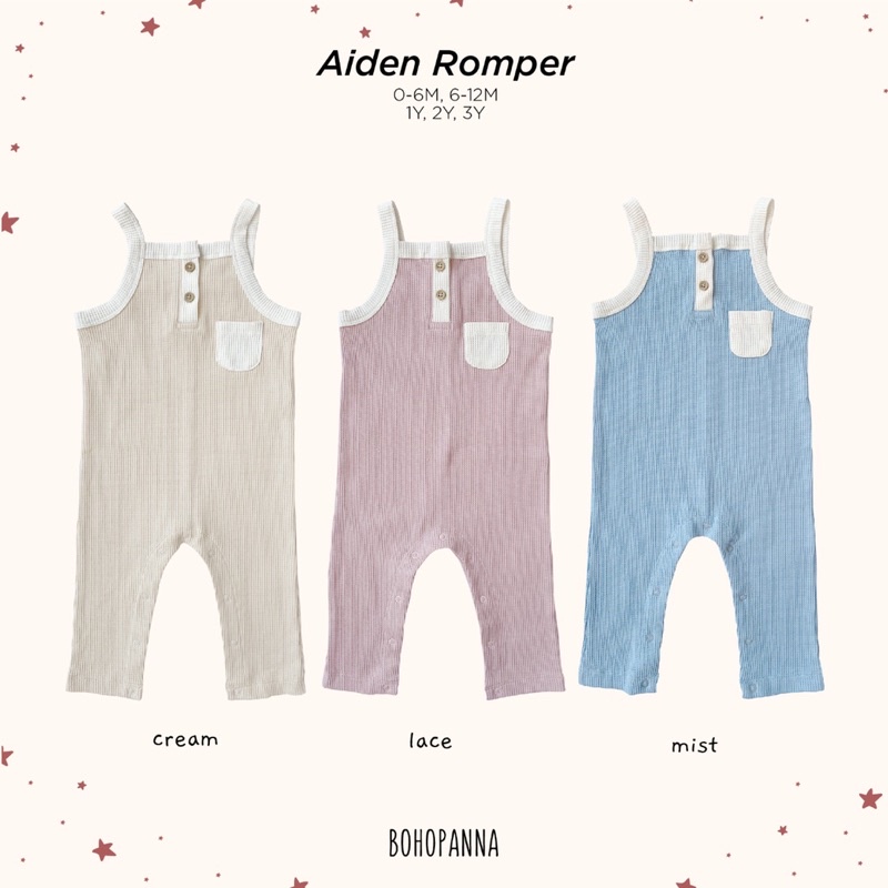 BOHOPANNA 0-3 Tahun Long Romper / Aiden Romper Waffle Jumper Bayi