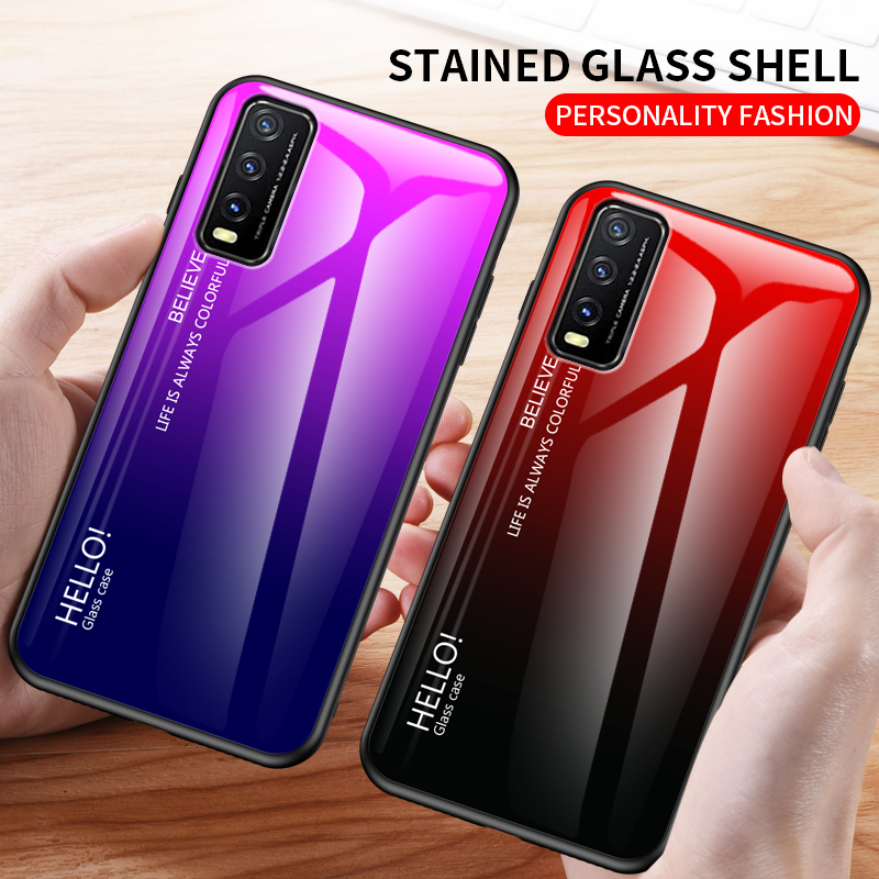 Soft Case Tempered Glass Warna Gradasi Untuk Vivo Y20 Y20i Y30i Y12i Y30 Y50 Shopee Indonesia