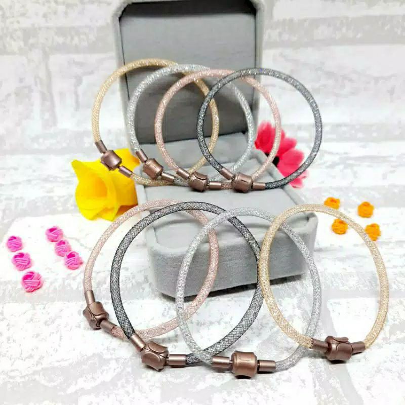 Fourfashion Gelang Kawat Gelang Kristal Glitter Dewasa/Anak-Anak