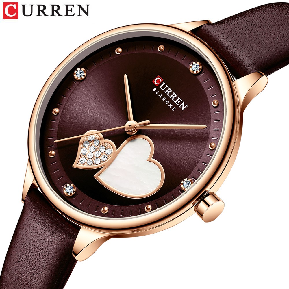 CURREN 9077 Jam Tangan Wanita Analog Tali Kulit Diamond Vintage WATCHKITE WKOS