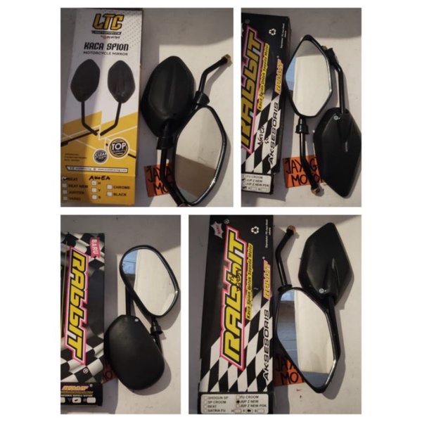 Spion Yamaha / Honda / BEAT / MIO Rabbit LTC Motor Universal Hitam Putar 360 Variasi Racing Suzuki B