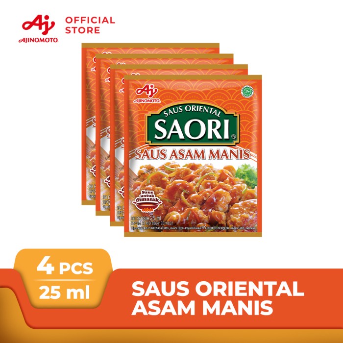 

SAUS-DRESSING- SAORI SAUS ASAM MANIS KEMASAN SACHET 25ML (4 PCS) SAOS ORIENTAL -SAUS-DRESSING.