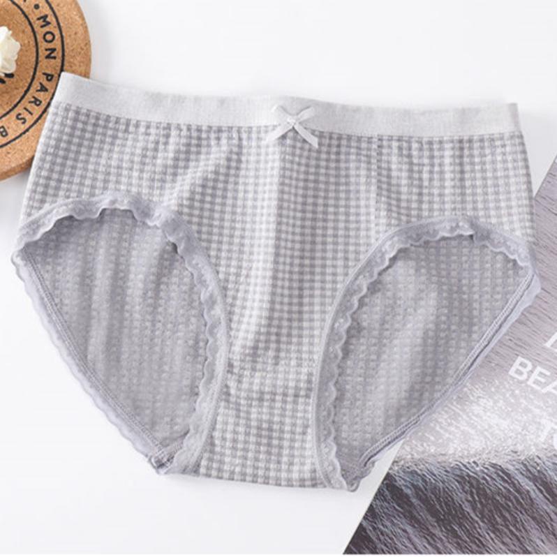 [ LINGERIE MASTER ] - (C-26) Celana Dalam Wanita Sexy Motif Pita Bahan Katun Kolor CD Cewek Daleman Fashion Korea Import-C-26 Abu-abu