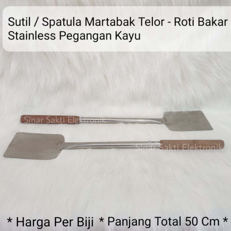 Sutil Spatula Martabak Telor Stainless Steel Pegangan Kayu Stenlis Roti Bakar