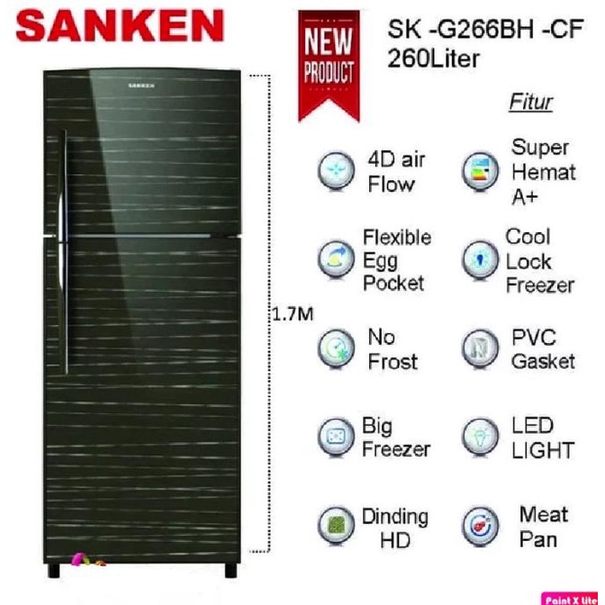 SANKEN KULKAS 2PINTU 260L SK-G266BH-CF