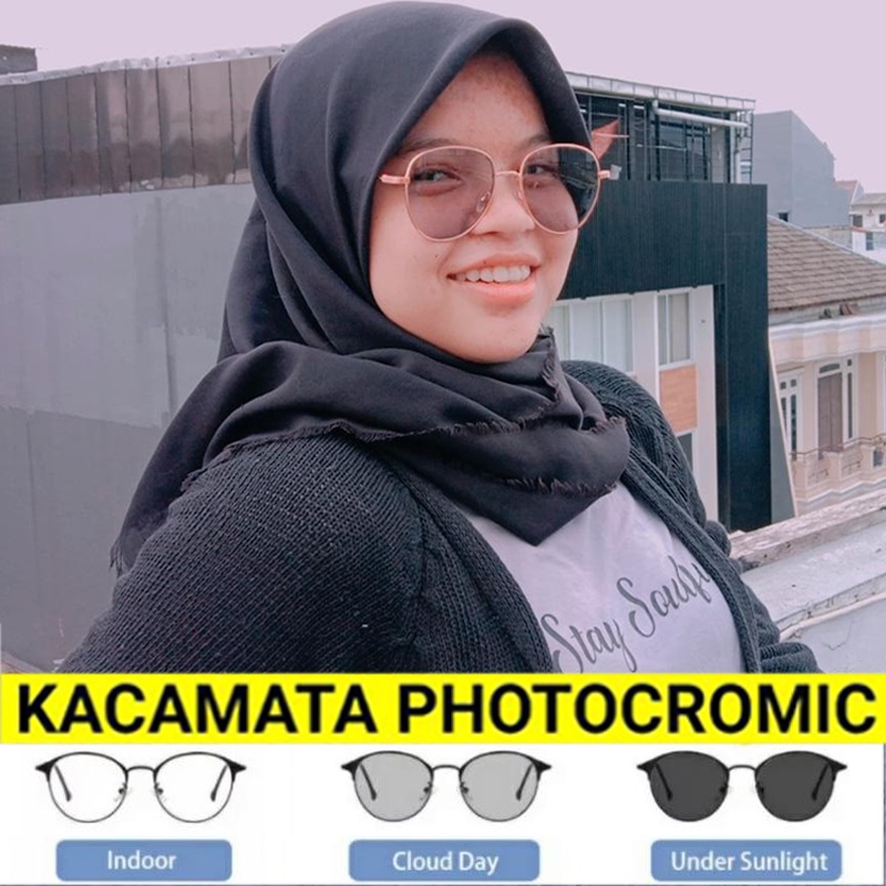 PROMO TERBARU! Paket Frame Lensa Photocromic Kacamata Fashion Photocromic Korea / Anti Radiasi 2 In 1 Potokromik Photochromic Pria Wanita Fotocromic Potocromic Kacamata Hitam Kacamata Gaya Cewek Cowok