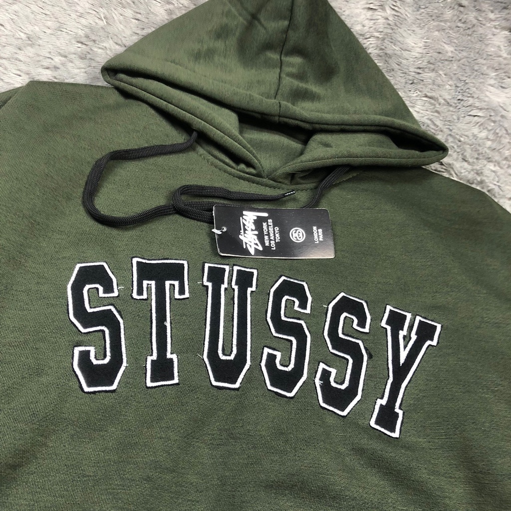 STUSSY HOODIE ZUKA OLIVE FULL BORDIR PREMIUM