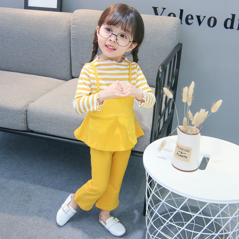 SSP25-Setelan Anak Perempuan 2Piece Set Striped Garis2