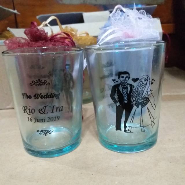 Souvenir gelas jamu kemas tile/Gelas Sloki Sablon Custom