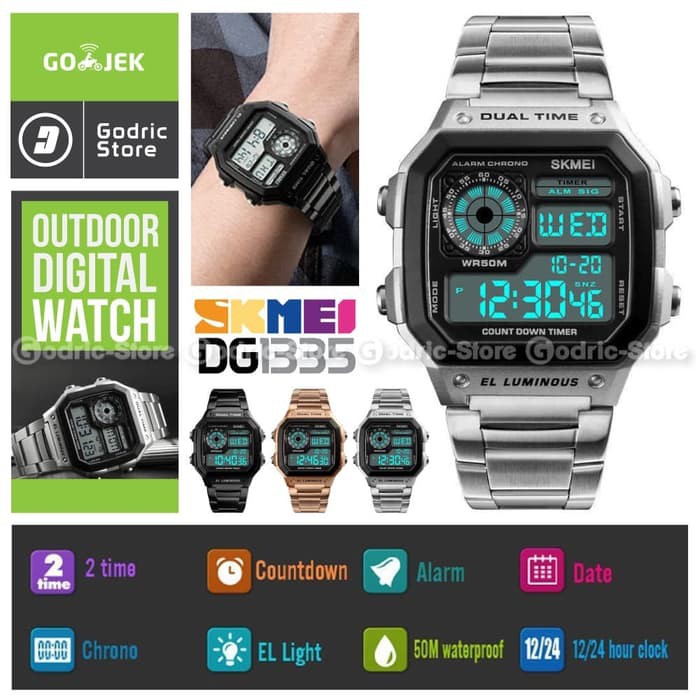 GOD0195 SKMEI 1335 Jam Tangan Pria Cowok Digital Sport WR 50M