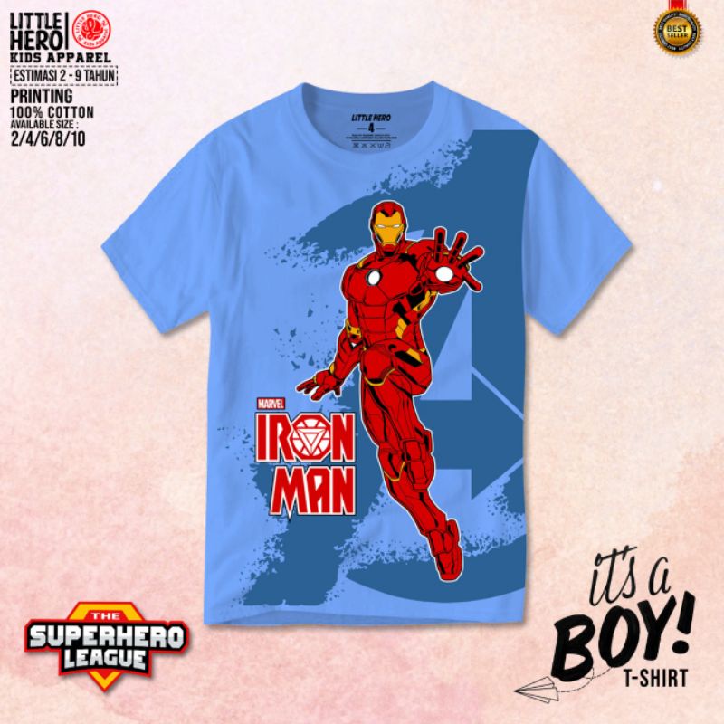 LINK Grosir Kaos Anak Superhero League By LITTLE HERO 2-9 Tahun