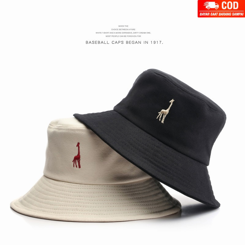 NEXTSTOPID-218 Topi bucket hat bordir jerapah ootd kekinian