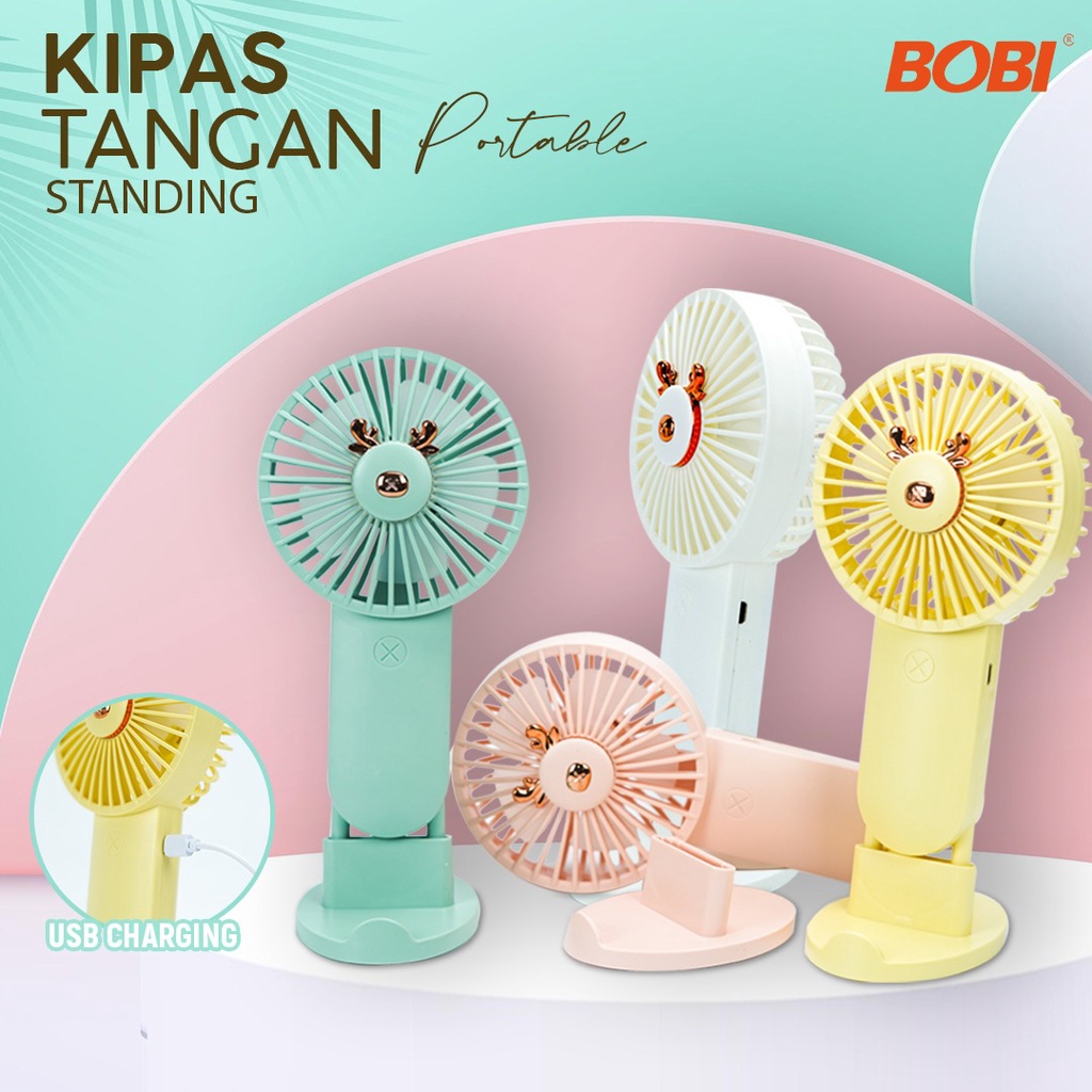 Kipas Angin Tangan Standing  Kode SQ2200  Portable - Kipas Angin Genggam USB Portable Mini Fan - Warna Random