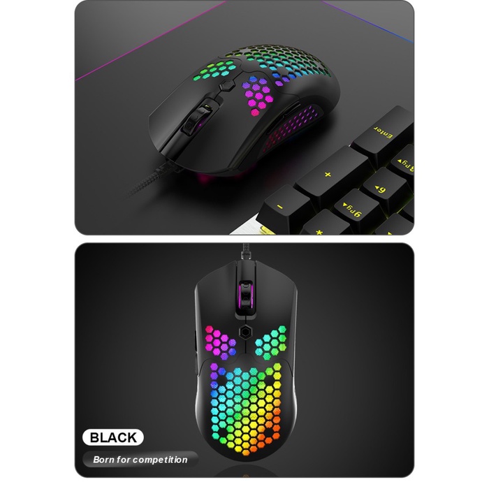 KRAKENT Mouse Gaming RGB Wired Honeycomb Lightweight High DPI